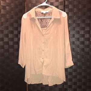 Sheer Lace Back Blouse